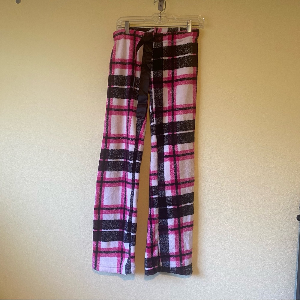 Wet Seal Pink and Black Fuzzy Pajama Pants